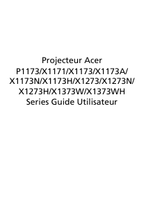 Mode d’emploi Acer P1173 Projecteur