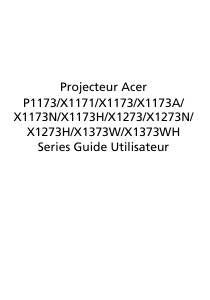 Mode d’emploi Acer X1173 Projecteur