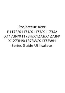 Mode d’emploi Acer X1173H Projecteur