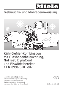 Bedienungsanleitung Miele KFN 8996 SDE ed-1 Kühl-gefrierkombination