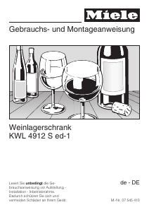 Bedienungsanleitung Miele KWL 4912 S ed-1 Weinklimaschrank
