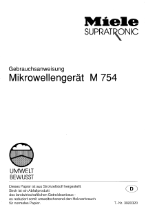 Bedienungsanleitung Miele M 754 Mikrowelle