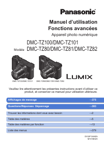 Mode d’emploi Panasonic DMC-TZ82EF Lumix Appareil photo numérique
