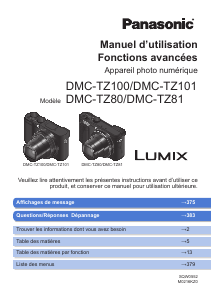 Mode d’emploi Panasonic DMC-TZ100EF Lumix Appareil photo numérique