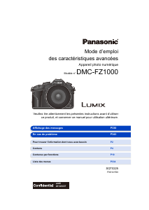 Mode d’emploi Panasonic DMC-FZ1000EF Lumix Appareil photo numérique