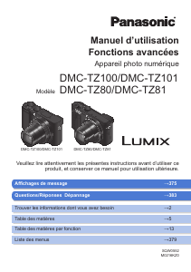 Mode d’emploi Panasonic DMC-TZ101EG Lumix Appareil photo numérique