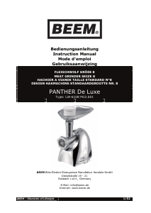 Manual Beem Panther De Luxe Meat Grinder