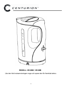 Bruksanvisning Centurion VE130 Vattenkokare