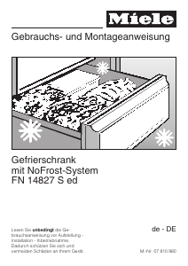Bedienungsanleitung Miele FN 14827 S ed Gefrierschrank
