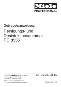 Bedienungsanleitung Miele PG 8536 AE SST AD OXI/ORTH Desinfektionsgerät