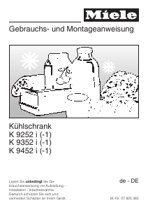 Bedienungsanleitung Miele K 9452 i-1 Kühlschrank