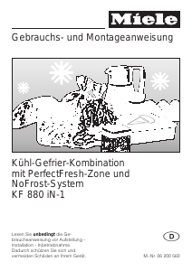 Bedienungsanleitung Miele KF 880 iN-1 Kühl-gefrierkombination