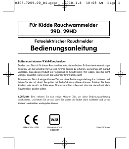 Bedienungsanleitung Kidde 29HD Rauchmelder