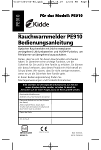 Bedienungsanleitung Kidde PE910 Rauchmelder