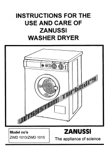 Manual Zanussi ZWD1015 Washer-Dryer