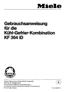 Bedienungsanleitung Miele KF 364 iD Kühl-gefrierkombination