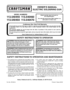 Handleiding Craftsman 113.540450 Soldeerpistool