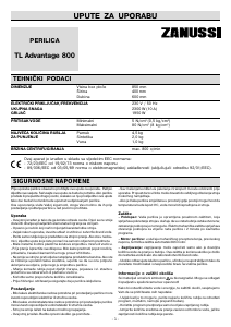 Priručnik Zanussi TLADV800 Stroj za pranje rublja