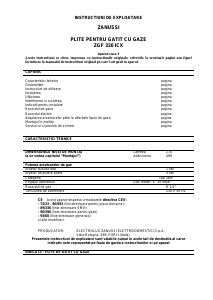 Manual Zanussi ZGF326ICX Plită