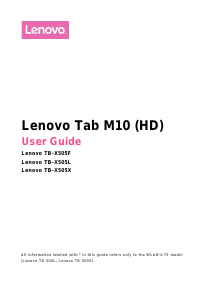 Manual Lenovo TB-X505L TAB M10 HD Tablet