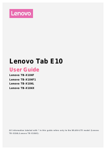 Manual Lenovo TB-X104F TAB E10 Tablet