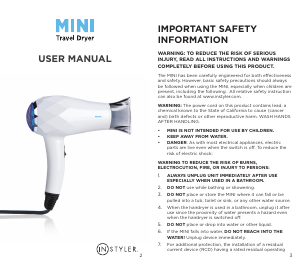 Manual InStyler Mini Travel Hair Dryer