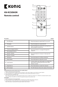 Manual König KN-RCSENIOR Remote Control