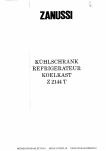 Bedienungsanleitung Zanussi ZFC2144T Kühlschrank