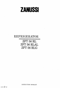 Manual Zanussi ZFT56RLAL Refrigerator