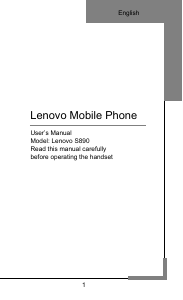 Manual Lenovo S890 Mobile Phone