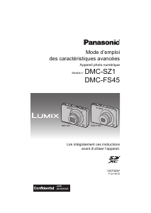Mode d’emploi Panasonic DMC-SZ1EF Lumix Appareil photo numérique