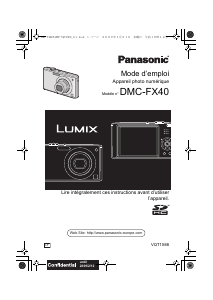 Mode d’emploi Panasonic DMC-FX40 Lumix Appareil photo numérique