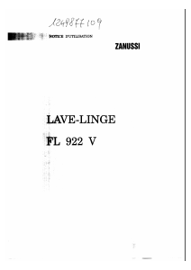 Mode d’emploi Zanussi FL 922 V Lave-linge