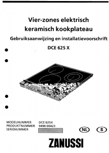 Handleiding Zanussi DCE625X Kookplaat