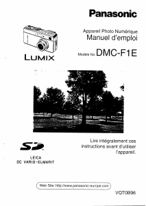 Mode d’emploi Panasonic DMC-F1 Lumix Appareil photo numérique