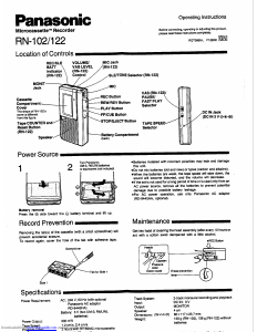 Manual Panasonic RN-102 Cassette Recorder