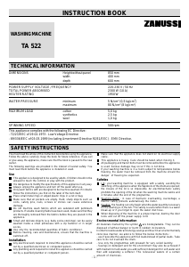 Manual Zanussi TA522 Washing Machine