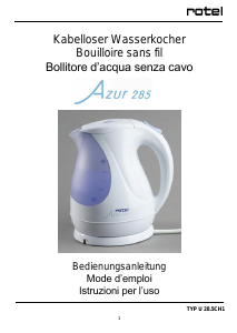 Manuale Rotel Azur 285 Bollitore