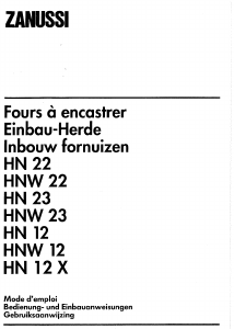 Mode d’emploi Zanussi HN12X Cuisinière