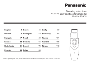 Bruksanvisning Panasonic ER-GY10 Skäggtrimmer