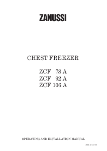 Handleiding Zanussi ZCF 106 A Vriezer