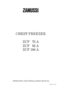 Manual Zanussi ZCF 92 A Freezer
