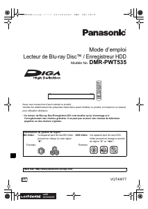 Mode d’emploi Panasonic DMR-PWT535EC9 Lecteur de blu-ray