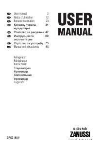 Manual Zanussi ZRG316IW Refrigerator