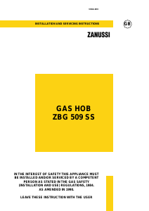 Manual Zanussi ZBG509SS Hob