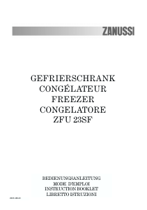 Handleiding Zanussi ZFU 23 SF Vriezer