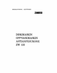 Käyttöohje Zanussi ZW123 Astianpesukone