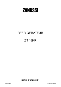 Mode d’emploi Zanussi ZT159R Réfrigérateur