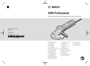 Vadovas Bosch GWS 750 S Professional Kampinis šlifuoklis