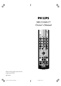 Mode d’emploi Philips SRU2104S Télécommande